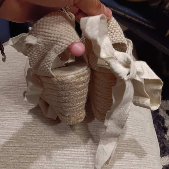 Coach Marnie Signature C Wedges Size 8B Heels Shoes Boho Beachy Ballet core Tie - Picture 6 of 6